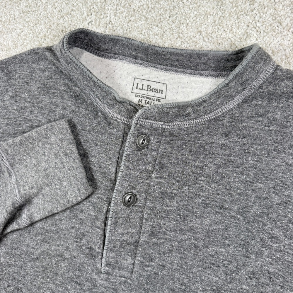 L.L. Bean Henley Mens M Tall Gray Wool Blend Cotton Lined River Driver